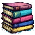 Stack of Colorful Old Books Illustration Royalty Free Stock Photo