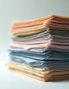 Stack of colorful paper sheets, documents, or thin books are piled neatly. These documents are sorted by color, creating pleasing Royalty Free Stock Photo