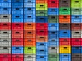Stack of colorful plastic boxes