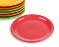 Stack of colorful plates with empty red one Royalty Free Stock Photo