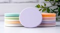 A stack of colorful plates on a white surface. Royalty Free Stock Photo