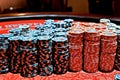 Poker chips on the table in casino. Casino concept background. Royalty Free Stock Photo