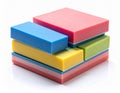 Stack of Colorful Rectangular Foam Blocks on White Background Royalty Free Stock Photo