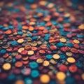 Stack of colorful rubber erasers with soft lighting.