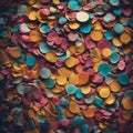 Stack of colorful rubber erasers with soft lighting.