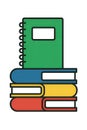 Stack of colorful schoolbooks in isolated style for back to school theme Royalty Free Stock Photo