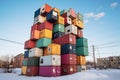 stack of colorful shipping containers