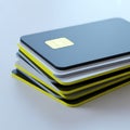 Stack of colorful sim cards with a microchip for mobile devices on a white surface Royalty Free Stock Photo