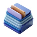 Stack of colorful smooth rectangular objects demonstrating depth and layering white background Royalty Free Stock Photo
