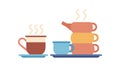 Stack of colorful steaming tea cups, for cozy beverage moments, vector design Generative AI Royalty Free Stock Photo