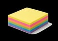 Stack of Colorful Sticky Notes on Black Background, Office Supplies, Stationery {Ai generated Royalty Free Stock Photo
