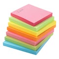 Stack of colorful sticky notes in various pastel shades, isolated on white background Royalty Free Stock Photo