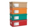 Stack of colorful storage boxes Royalty Free Stock Photo
