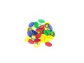 Stack of Colorful thumbtacks on white background. A lot of thumbtacks Royalty Free Stock Photo