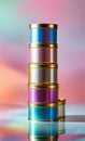 a stack of colorful tins Royalty Free Stock Photo