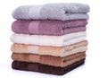 Stack of colorful towels isolated towel