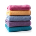 Stack of colorful towels isolated on white background Royalty Free Stock Photo