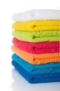 Stack of colorful towels on white Royalty Free Stock Photo