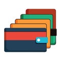 Stack of colorful wallets in flat design money finance Royalty Free Stock Photo