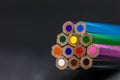 stack of color pencils trough the right Royalty Free Stock Photo