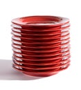 Stack of colourful red ceramic plates