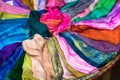 Stack of colourful silk scarfs Royalty Free Stock Photo