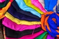 Stack of colourful silk scarfs Royalty Free Stock Photo