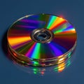 Reflective Multimedia Data Storage Discs with Vibrant Rainbow Diffraction Pattern Royalty Free Stock Photo