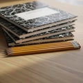 Stack of Composition Notebooks with Pencils Royalty Free Stock Photo