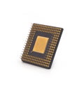 Stack of computer CPU processor microchips cut out on white background Royalty Free Stock Photo