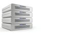 Stack of computer servers with blue LED lights Royalty Free Stock Photo