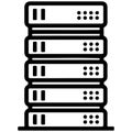 Stack of computer servers in a data center storage system vector illustration Royalty Free Stock Photo