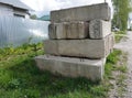 Stack of concrete blocks, construction site against a blue sky Royalty Free Stock Photo