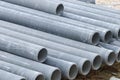 Stack concrete drainage pipe in construction site