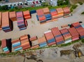 Stack of cargo at the freight shipping containers at the dock Royalty Free Stock Photo