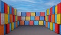 Stack of containers Import and export for the transport of goods