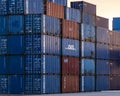 Stack of containers in Rotterdam Waalhaven Royalty Free Stock Photo