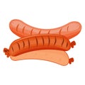 Stack of cooked sausages food meat pork barbecue dinner cooked meal hot grill vector illustration.