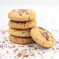 A stack of cookies with colorful sprinkles Royalty Free Stock Photo