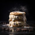 a stack of cookies with ice cream on top of them Royalty Free Stock Photo