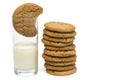 Stack of cookies beside milk Royalty Free Stock Photo