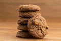 Stack of cookies on wooden table Royalty Free Stock Photo