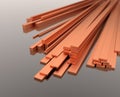 Stack of copper bars - 3d illustration