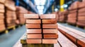 Copper Cathodes in Warehouse Stack of copper cathodes in a warehouse ready for distribution Industrial metal storage Royalty Free Stock Photo