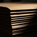 Stack of corrugated cardboard sheets arranged neatly. The mat Royalty Free Stock Photo
