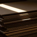 A stack of corrugated cardboard sheets, characterized by their fluted paper middle Royalty Free Stock Photo