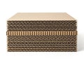 Stack of corrugated cardboard sheets isolated on white background Royalty Free Stock Photo