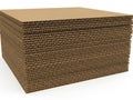 Stack of corrugated cardboard sheets isolated on white background Royalty Free Stock Photo