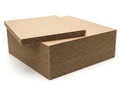 Stack of corrugated cardboard sheets isolated on white background Royalty Free Stock Photo