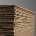 A stack of corrugated cardboard sheets, viewed from the side. The cardboard has a Royalty Free Stock Photo